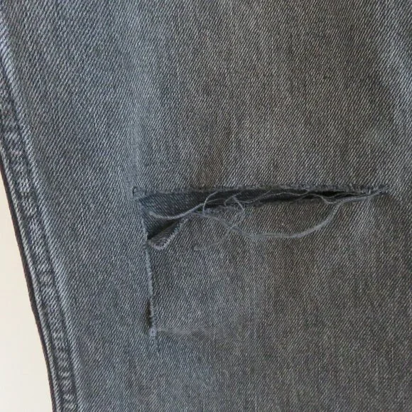 GOOD AMERICAN Good 90's Icon High Waisted Loose Ripped Jeans Black267 - Size 32 - Picture 8 of 14